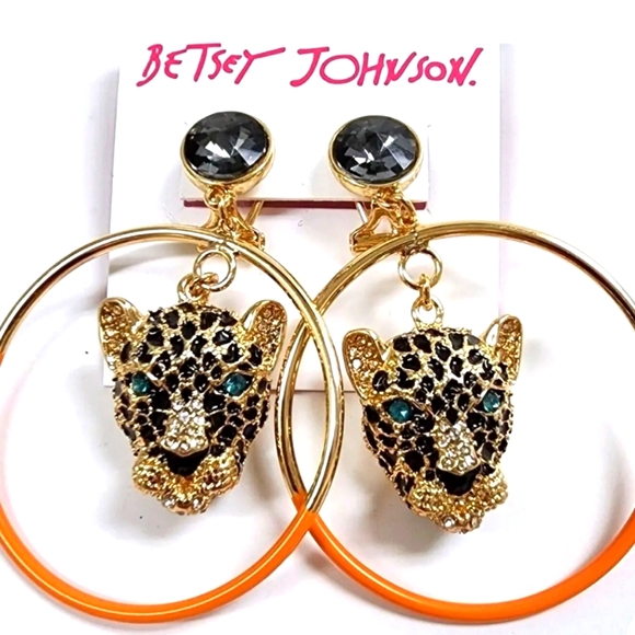 Jewelry - BETSEY JOHNSON LEOPARD ORBITAL DROP EARRINGS